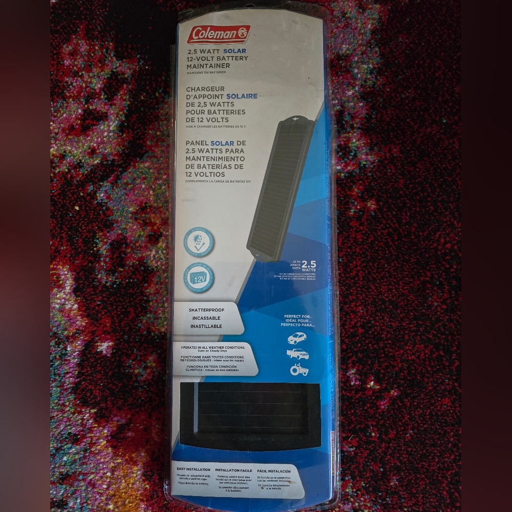New! Coleman 2.5 Watt Solar 12-Volt Battery Maintainer
